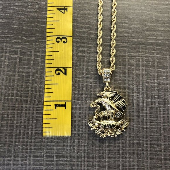 Custom 14k Gold Men’s Gold 24" Chain Eagle and Snake Pendant - Picture 1 of 3